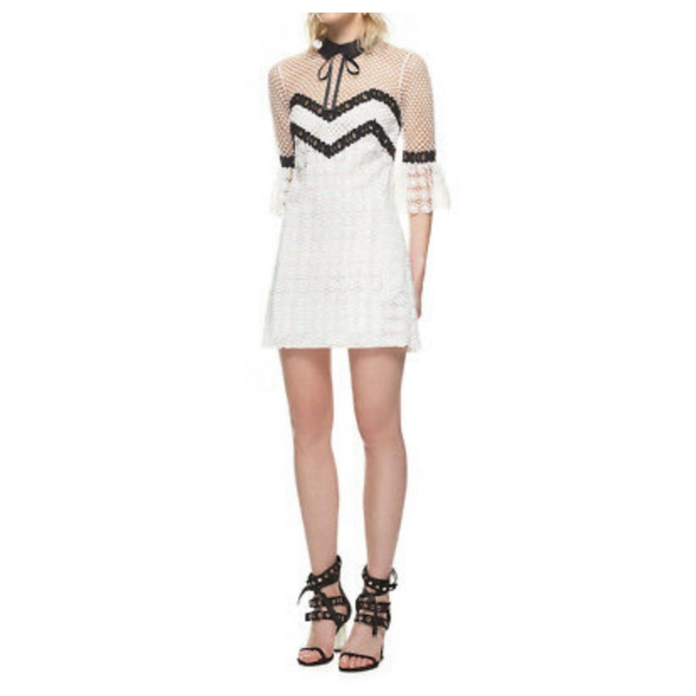 Self Portrait Petal Monchrome Mini Dress US8/UK10